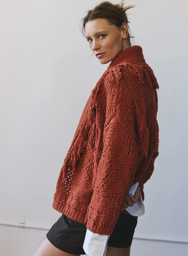 Southwest Fringed Collar Sweater Throw NHT14341