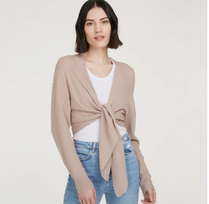 Cashmere Tie Front Rib Cardigan R11903