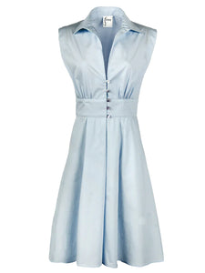 Ladylike Shirt Dress Pale Blue Weathercloth