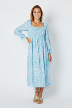 Load image into Gallery viewer, Blue Multi Square Neck Midi Dress
