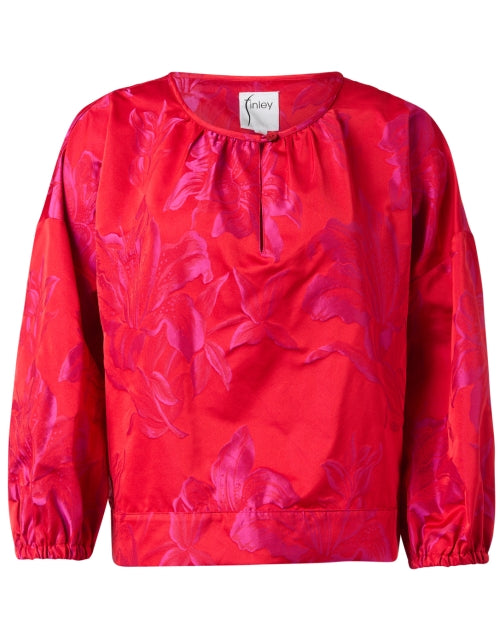 Finley Red and Pink Jacquard Cotton Top